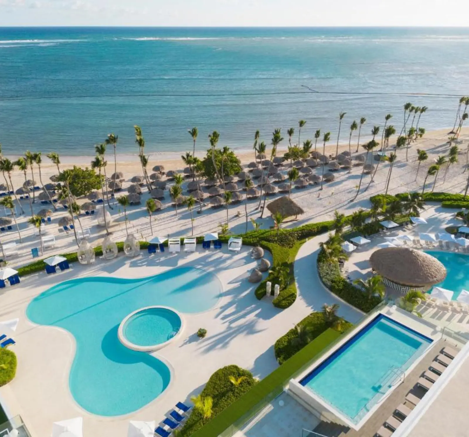 Costa dominicana con playa de aguas turquesas y palmeras
